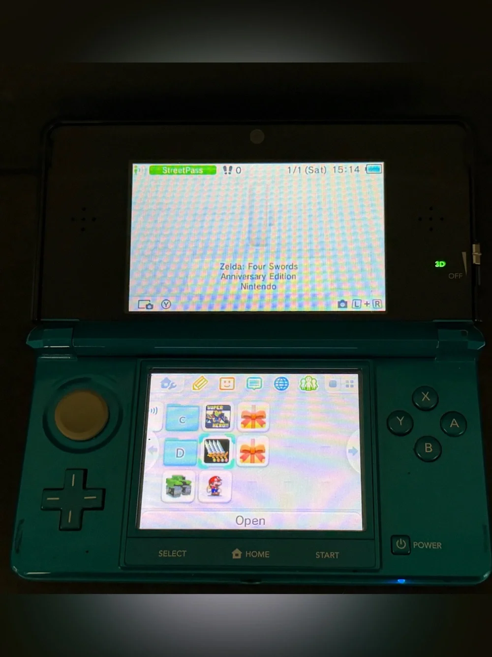 Nintendo 3DS Aqua Blue Handheld Handheld Console System CTR-001 Tested
